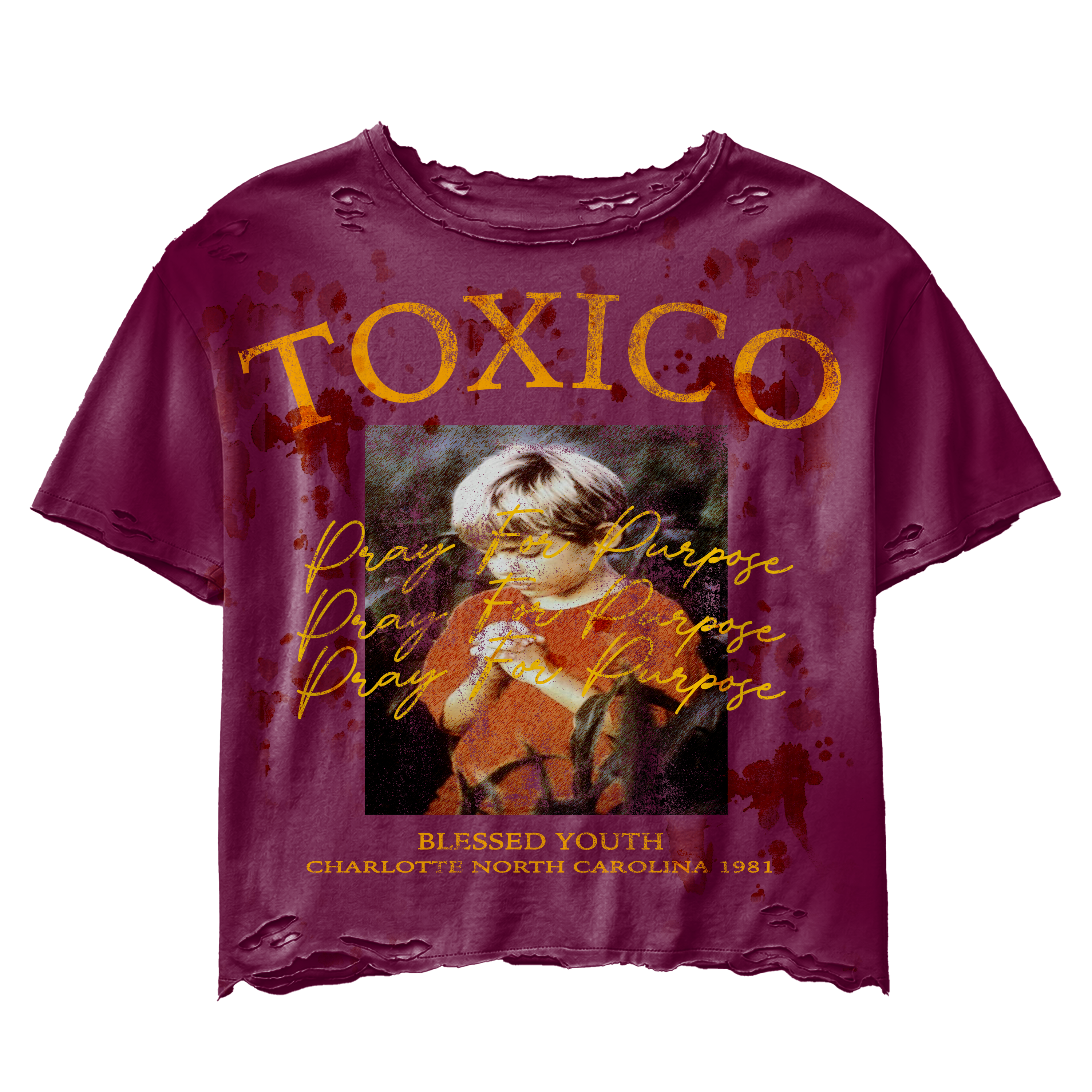 TOXICO VINTAGE TSHIRT BURGUNDY