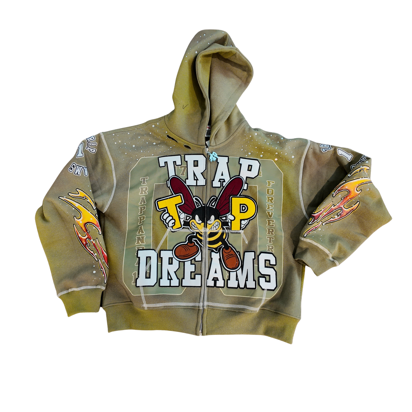 Trap dreams zip up hoodie green